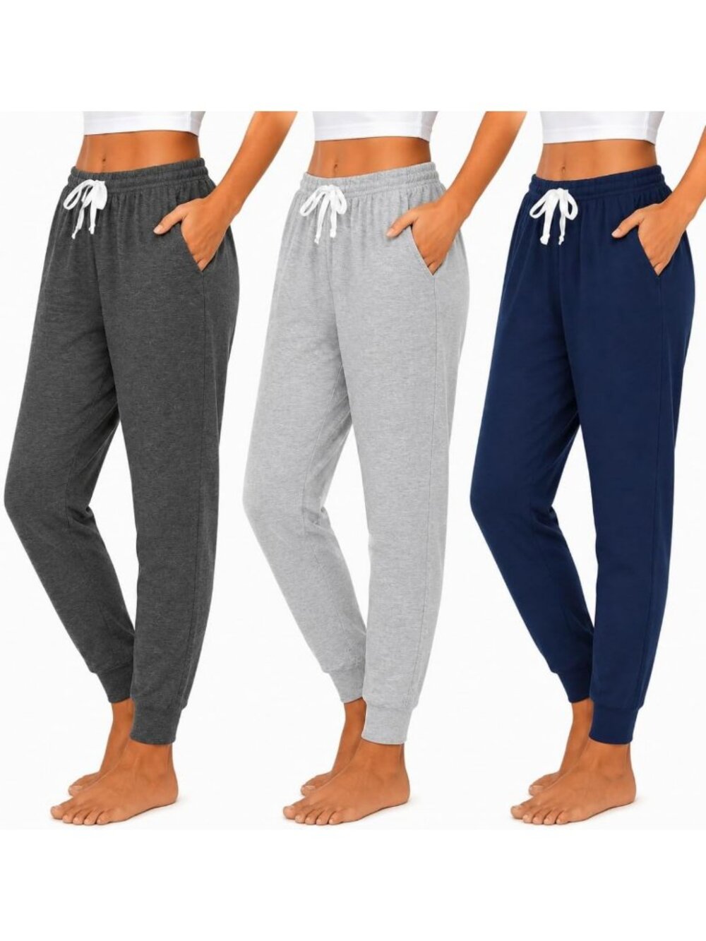 Cozy 3-Pack Women's 100% Cotton Joggers | Comfy Lounge & Sleep Sweatpants